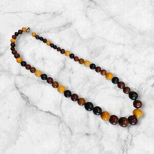 Brown Tone Beaded Necklace Earth Tones Casual Layer Boho Chic